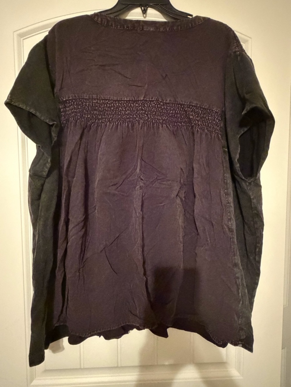 Women's V-Neck Top - Washed Black - Picture 3 of 3